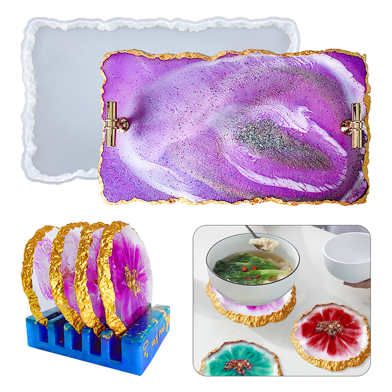 Serving Tray Mold - DM413 Drusy posavasos Molde de resina