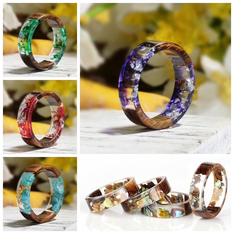Dried Flower Bulk - Anillo creativo de resina de madera